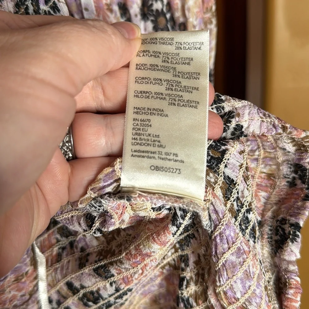 NWT Free People Back On Top Floral Smocked Puff Sleeve Top Size Small